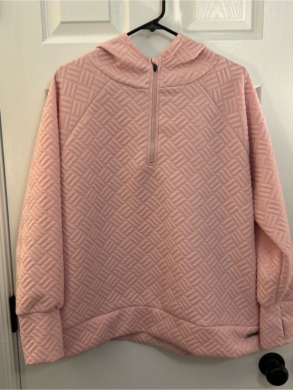 Nine West Active Pink Quilted Half Zip Pullover Hoodie 1X Plus Size